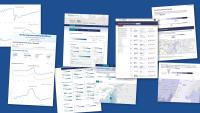 Collage of images from pubic health dashboards combining text and data visulaizations
